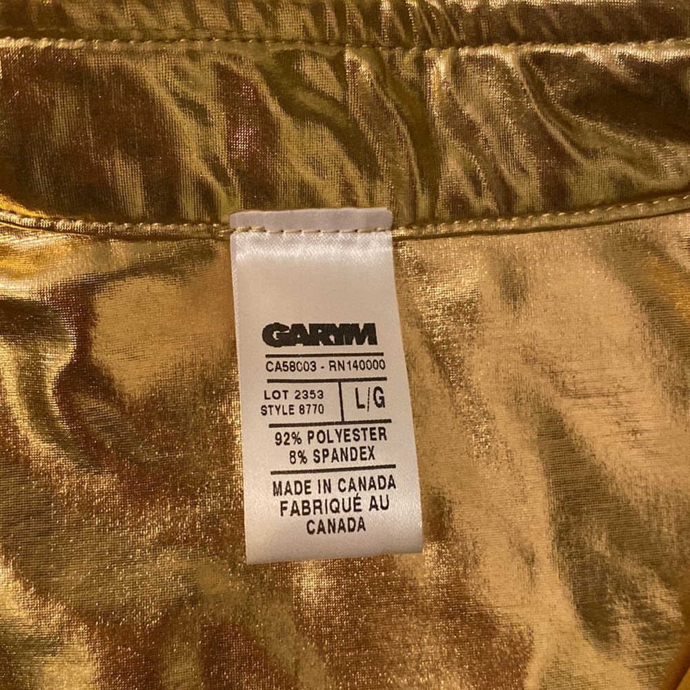 NWOT Mens Liquid Gold Metallic Button Down Short Sleeve Shirt by Gary Majdell - Picture 5 of 7